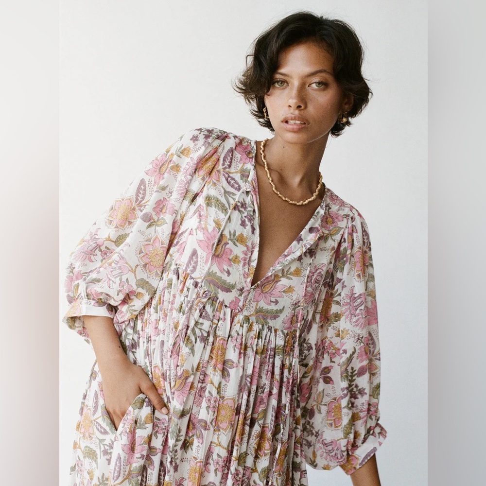 Daughters of India Maxi Dress Fuschia Bloom - Picture 2 of 6